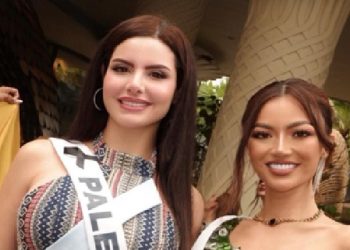 Promosi Miss Universe 2025, Sanly Liu Wakil Indonesia Berfoto Bersama Miss Palestina