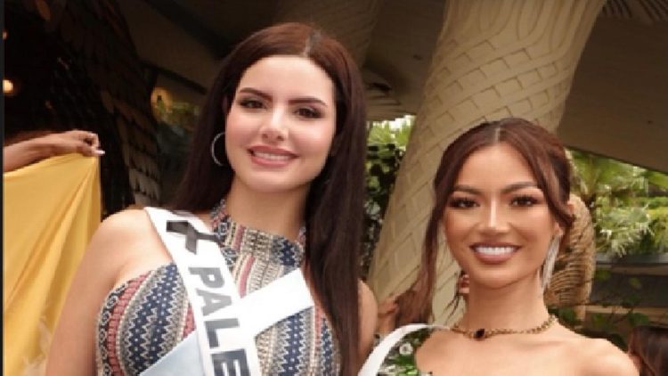Promosi Miss Universe 2025, Sanly Liu Wakil Indonesia Berfoto Bersama Miss Palestina